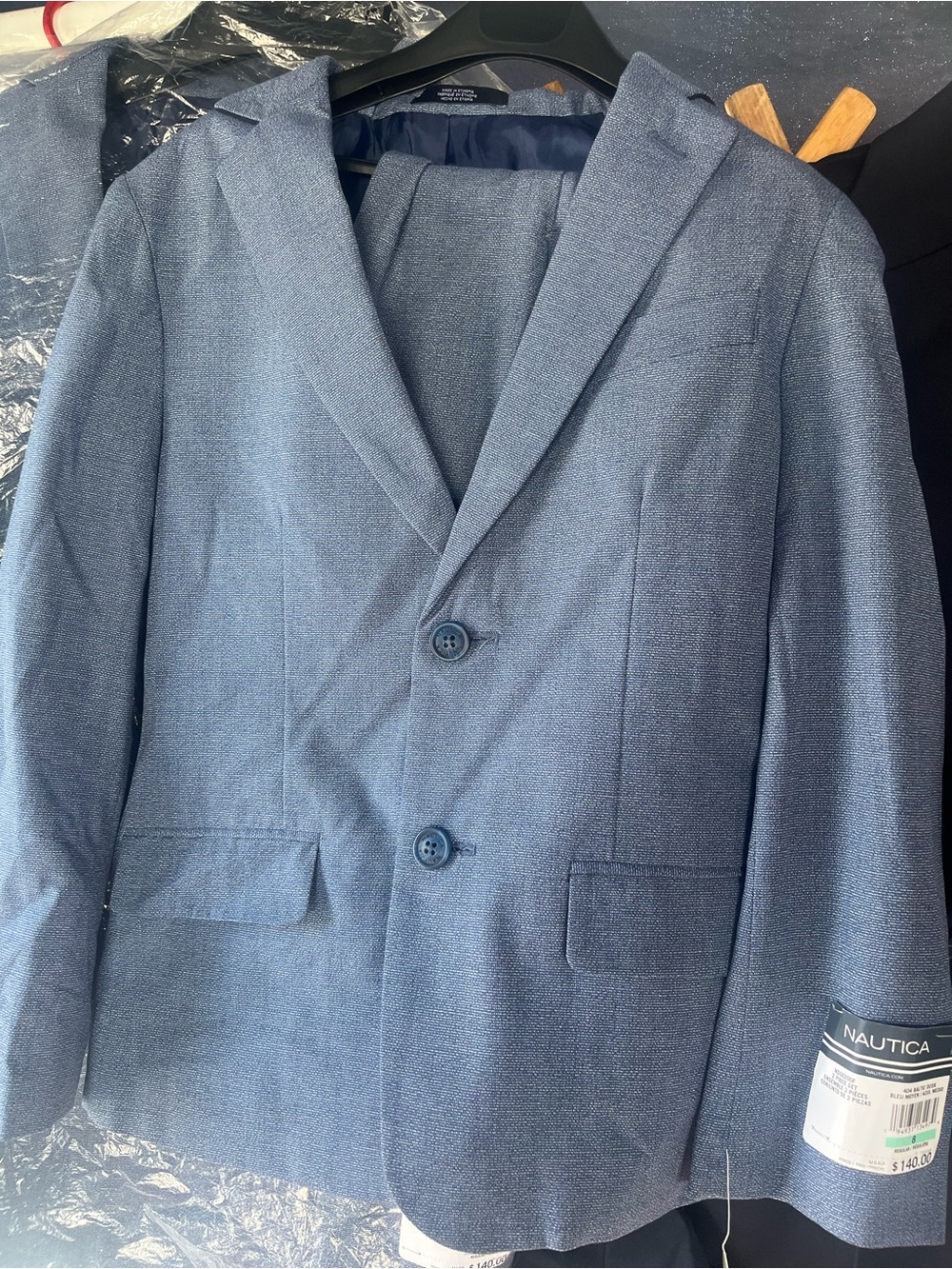 Nautica Men's Light Blue Textured Two-Button Sport Coat side 8 REGULAR